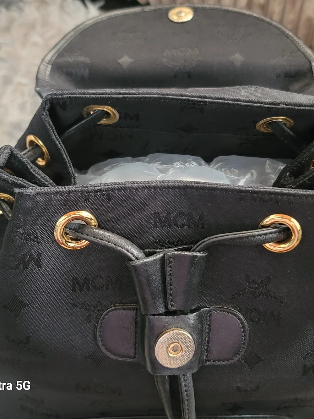 MCM Black Logo Jacquard Canvas Backpack - Black